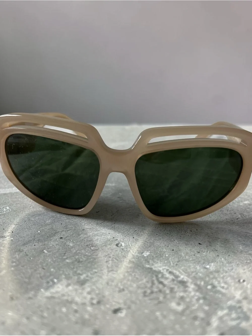Palm Angels Beige Frame Sunglasses with Green Lenses over $350
